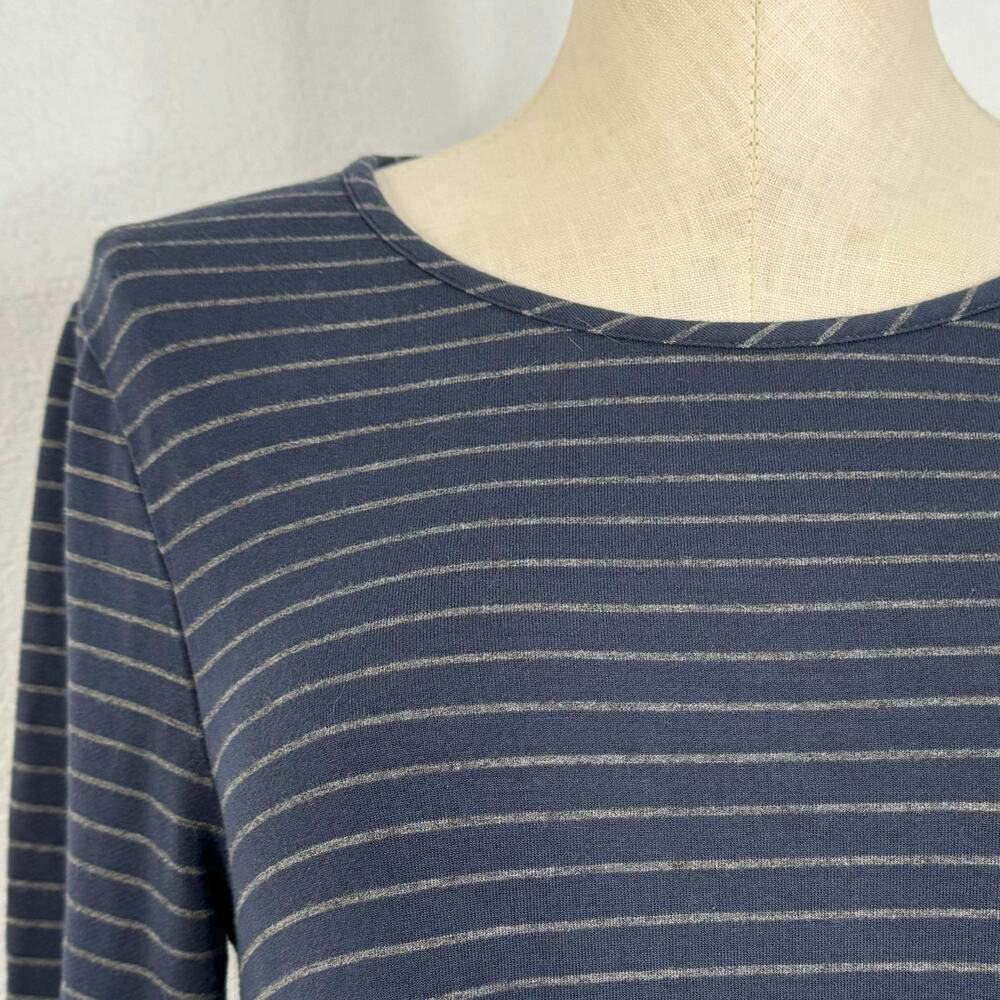 Garnet Hill Striped Mini T-Shirt Dress 3/4 Sleeves Navy Size Medium - Picture 4 of 8
